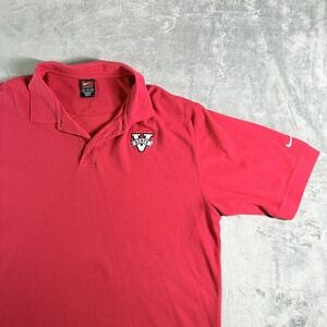 Y2K Nike Team Polo Shirt Red V State Embroidered Dri-Fit Golf Athletic Mens XL